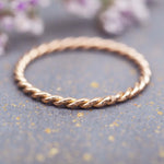 Waterproof twisted rose gold Stacker Ring 