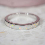 White Opal Band Ring - womens jewellery by indie and harper
