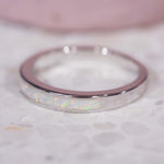 White Opal Band Ring - womens jewellery by indie and harper