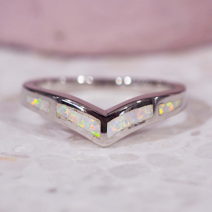 White Opal Ring - womens opal jewellery 