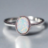 White Opal Oval Ring - womens jewellery by indie and harper