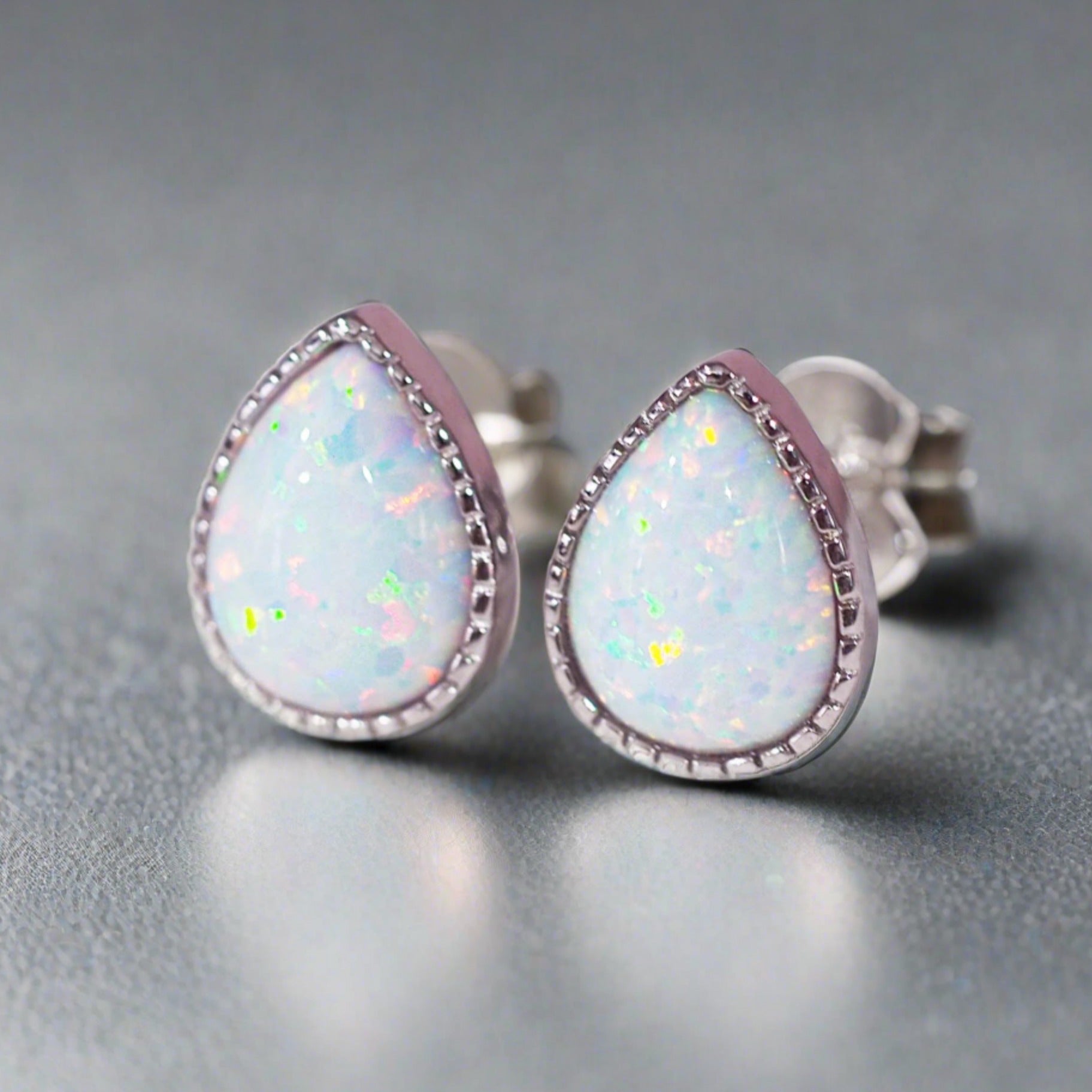 White Opal Rain Drop Earrings - womens jewellery by indie and harper