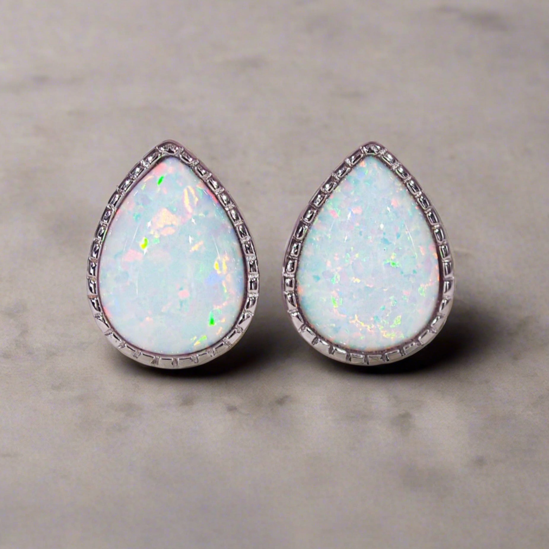 White Opal Rain Drop Earrings - womens jewellery by indie and harper