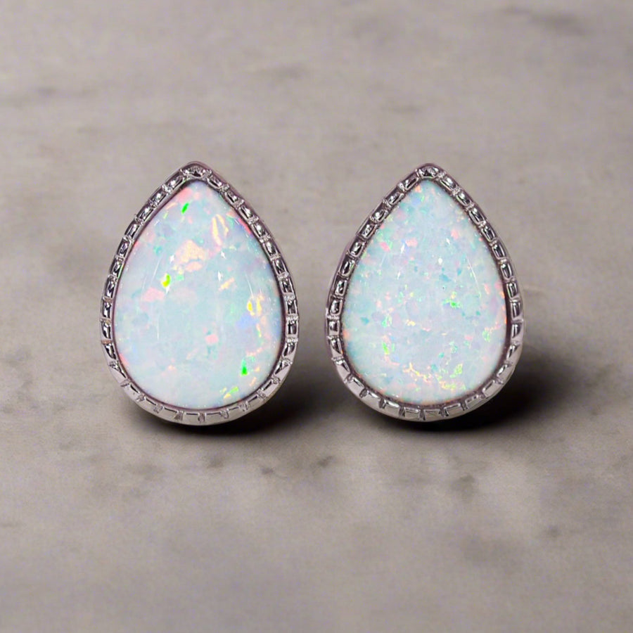White Opal Earrings - womens opal jewellery - australian jewellery brand australia