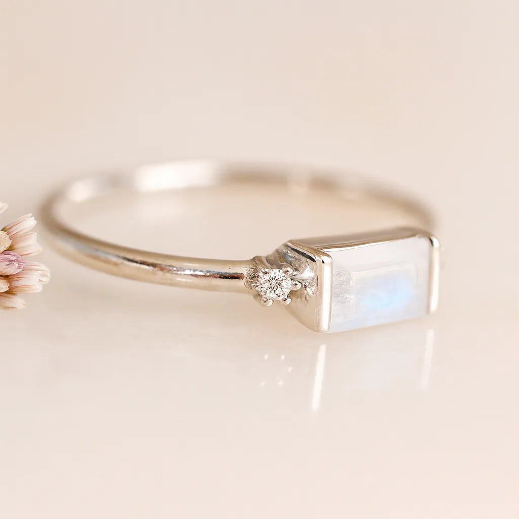 sterling silver white topaz moonstone ring by indie and harper australia