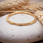 gold stacker ring with dainty CZ by indie and harper waterproof jewellery australia