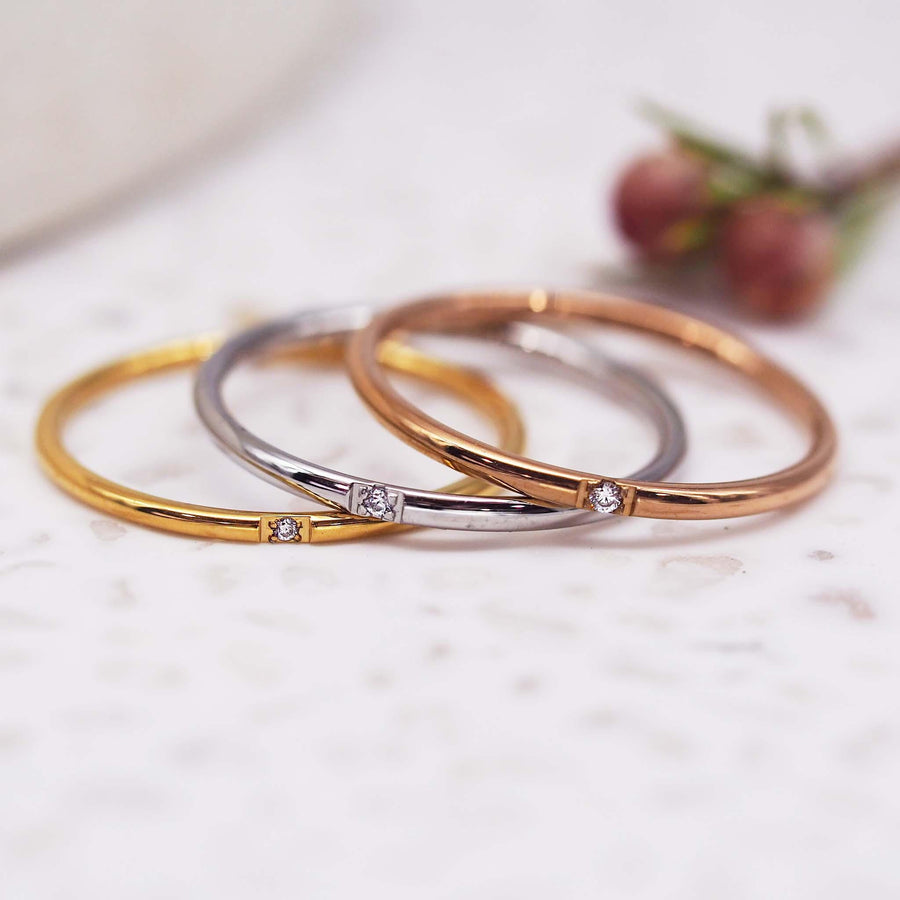Wrenley Stacker Rings in gold, silver and rose gold - womens waterproof jewellery by Australian jewellery brand indie and harper