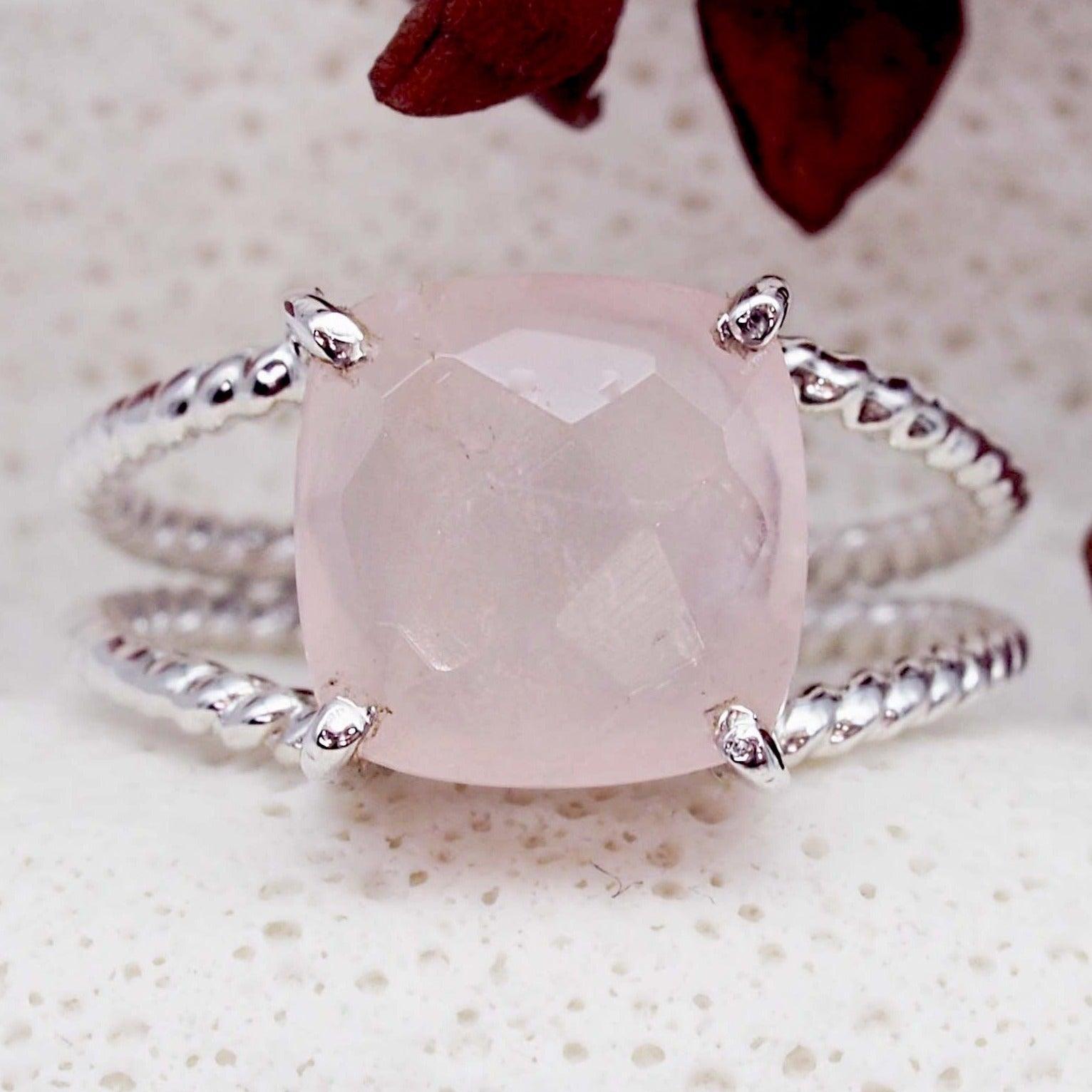 sterling silver rose quartz ring by indie and Harper Australia 