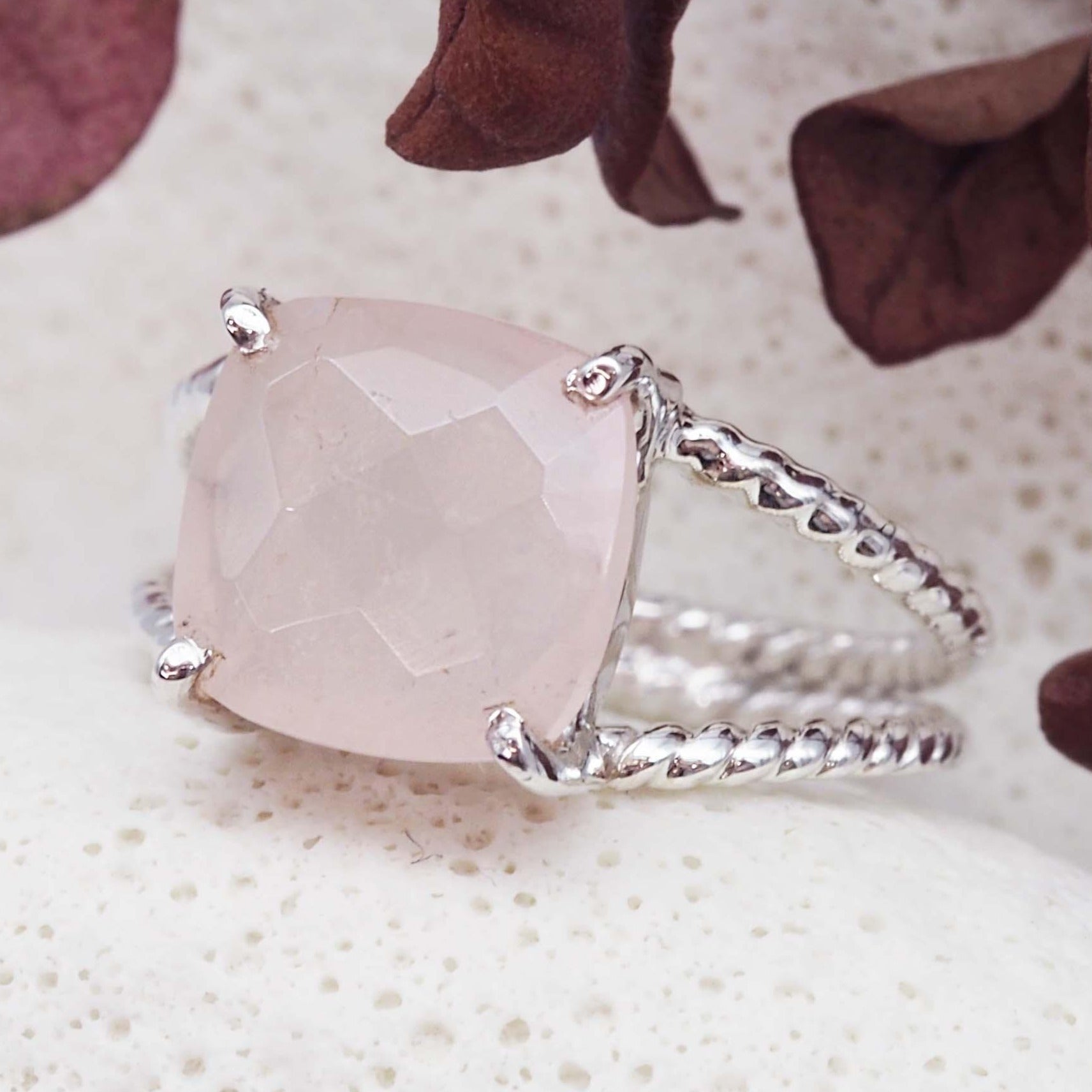 sterling silver rose quartz ring by indie and Harper Australia 