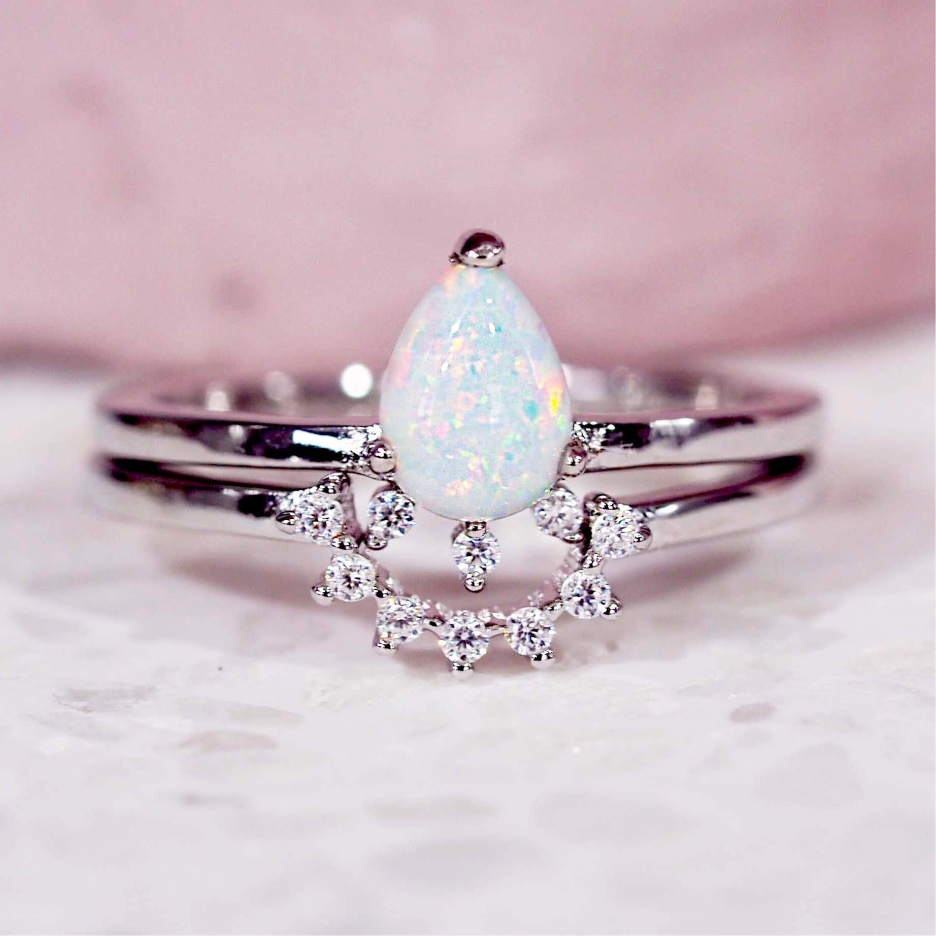 sterling silver stardust opal ring set by australian jewellery brands online indie and Harper