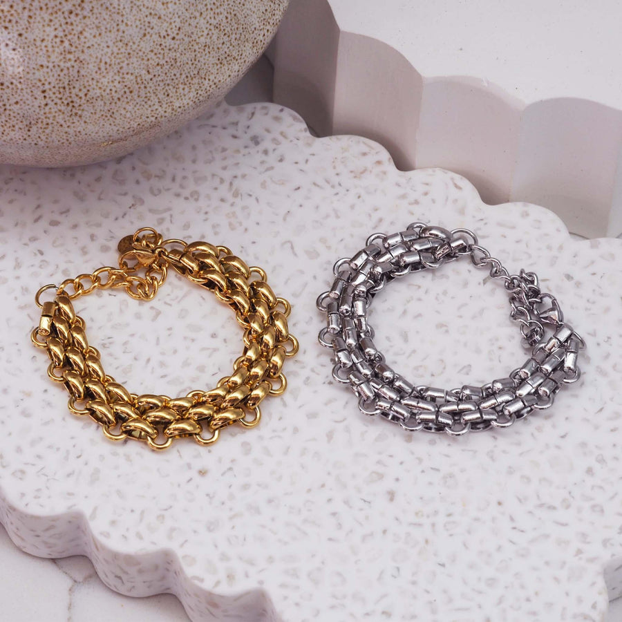 Chain waterproof Bracelets in gold and silver - womens waterproof jewellery - Australian jewellery brand onlibe