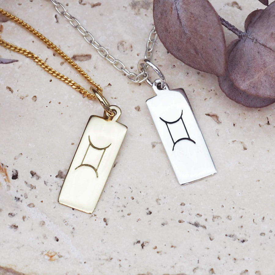 Gemini star sign necklaces in gold and silver - womens star sign jewellery Australia 