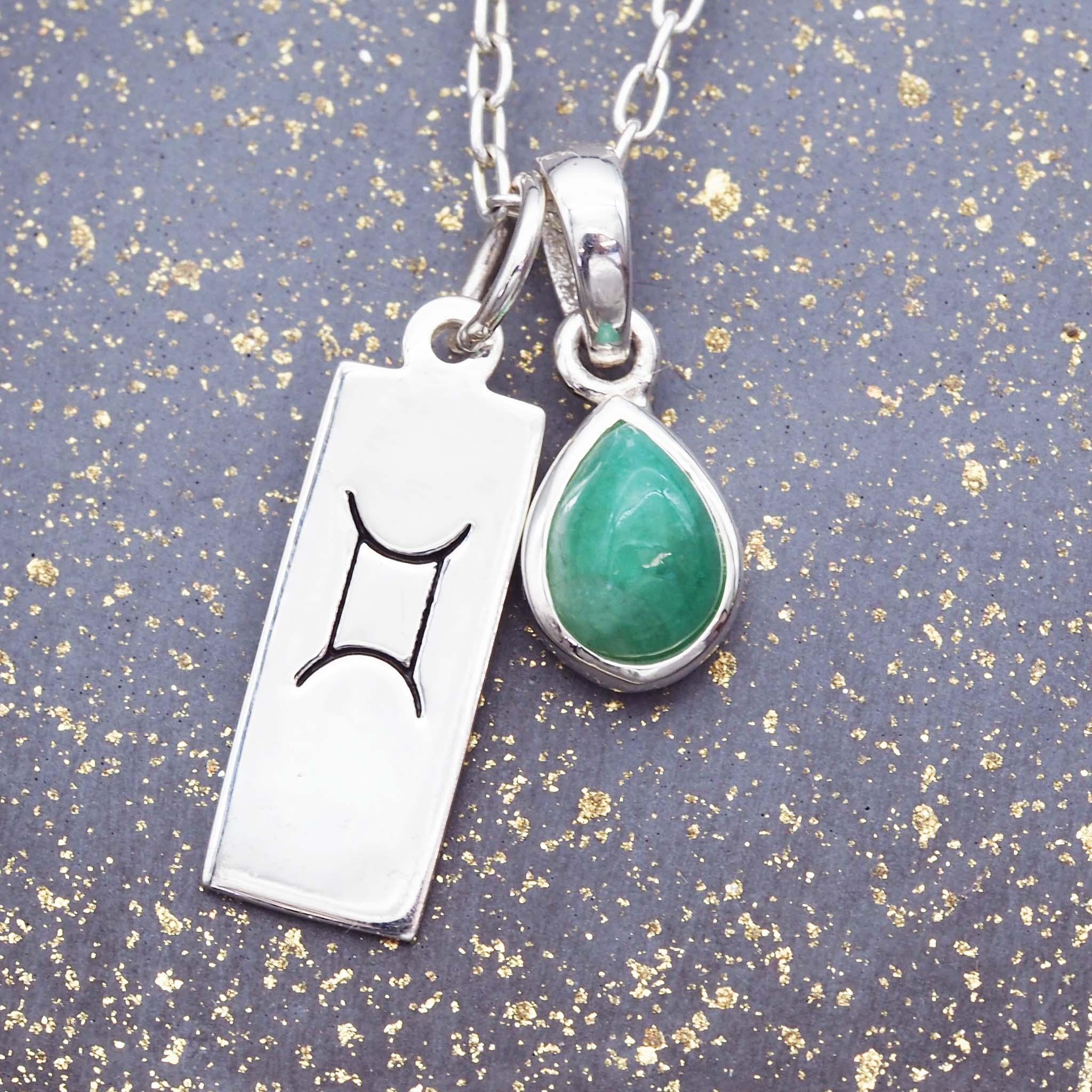 silver zodiac Gemini and may Birthstone Necklace by indie and harper australia