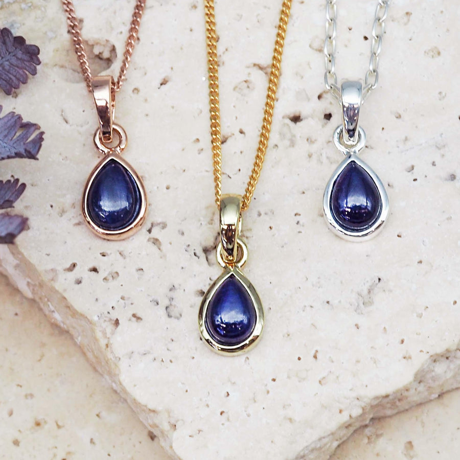 September Birthstone Necklaces - sterling silver, gold and rose gold sapphire necklaces - September birthstone jewellery australia