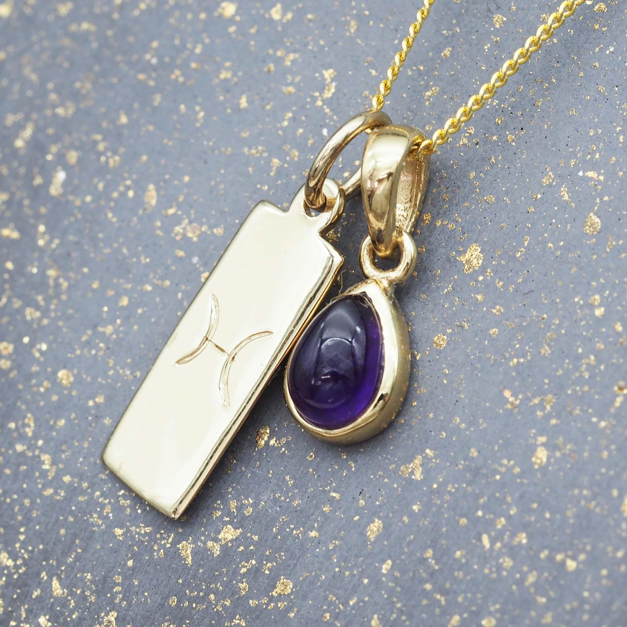 Zodiac Pisces and Amethyst Necklace Bundle - womens jewellery by indie and harper