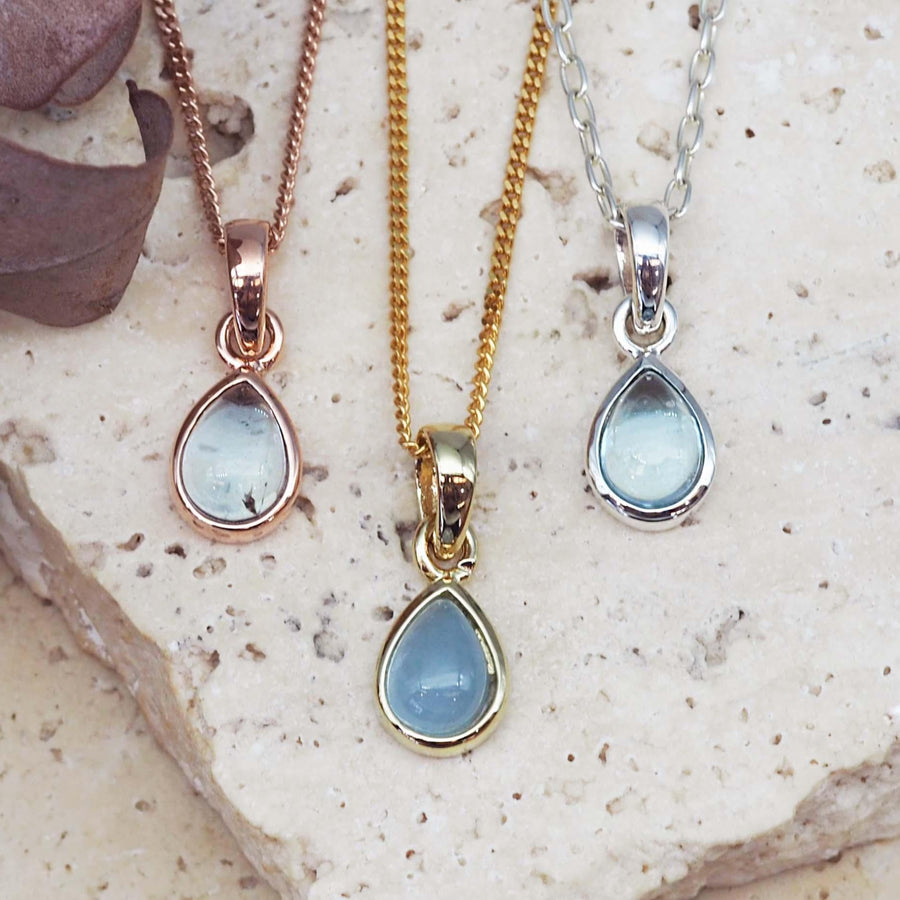 November Birthstone Necklaces with topaz crystals in rose gold, gold and sterling silver - november birthstone jewellery australia