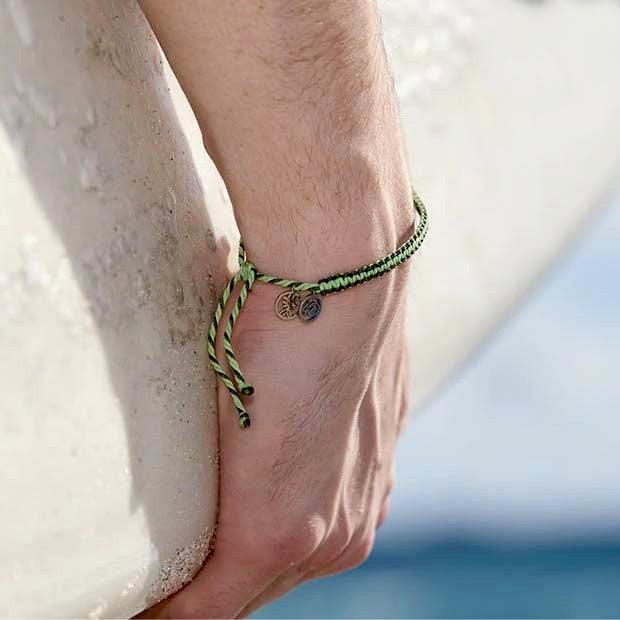 4Ocean Light/Dark Green - Earth Day Braided Bracelet - womens jewellery by indie and harper