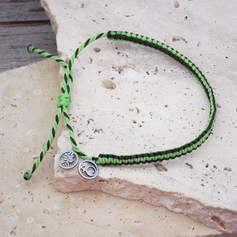 4Ocean Light/Dark Green - Earth Day Braided Bracelet - womens jewellery by indie and harper