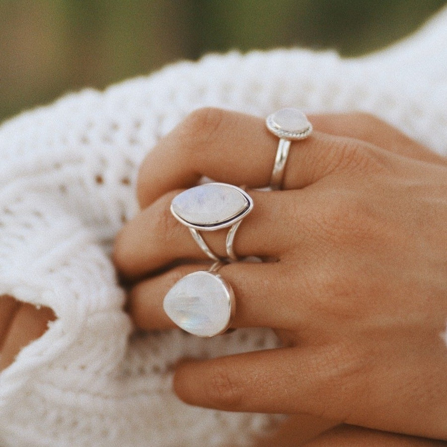 Moonstone Double Band Ring. Bohemian Jewellery. Indie and Harper