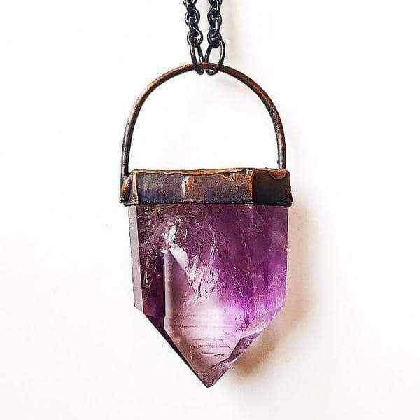 Amethyst and Copper Necklace - womens amethyst jewellery 
