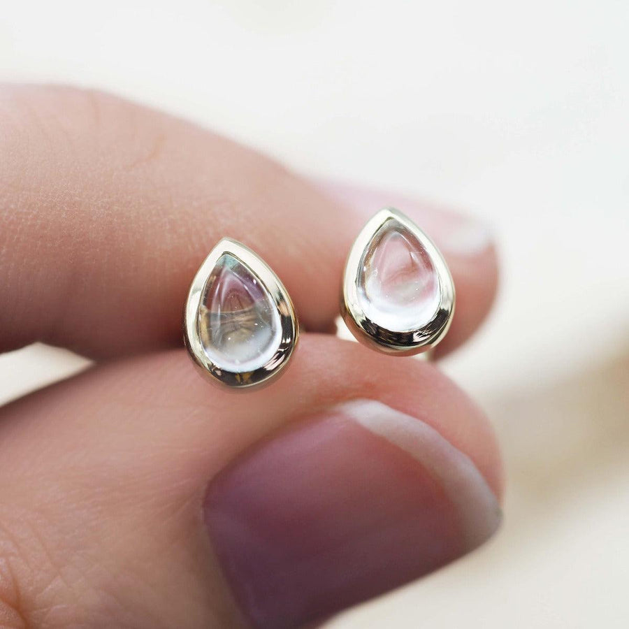 April Birthstone Earrings - gold earrings with clear Herkimer quartz crystals - womens april birthstone earrings australia