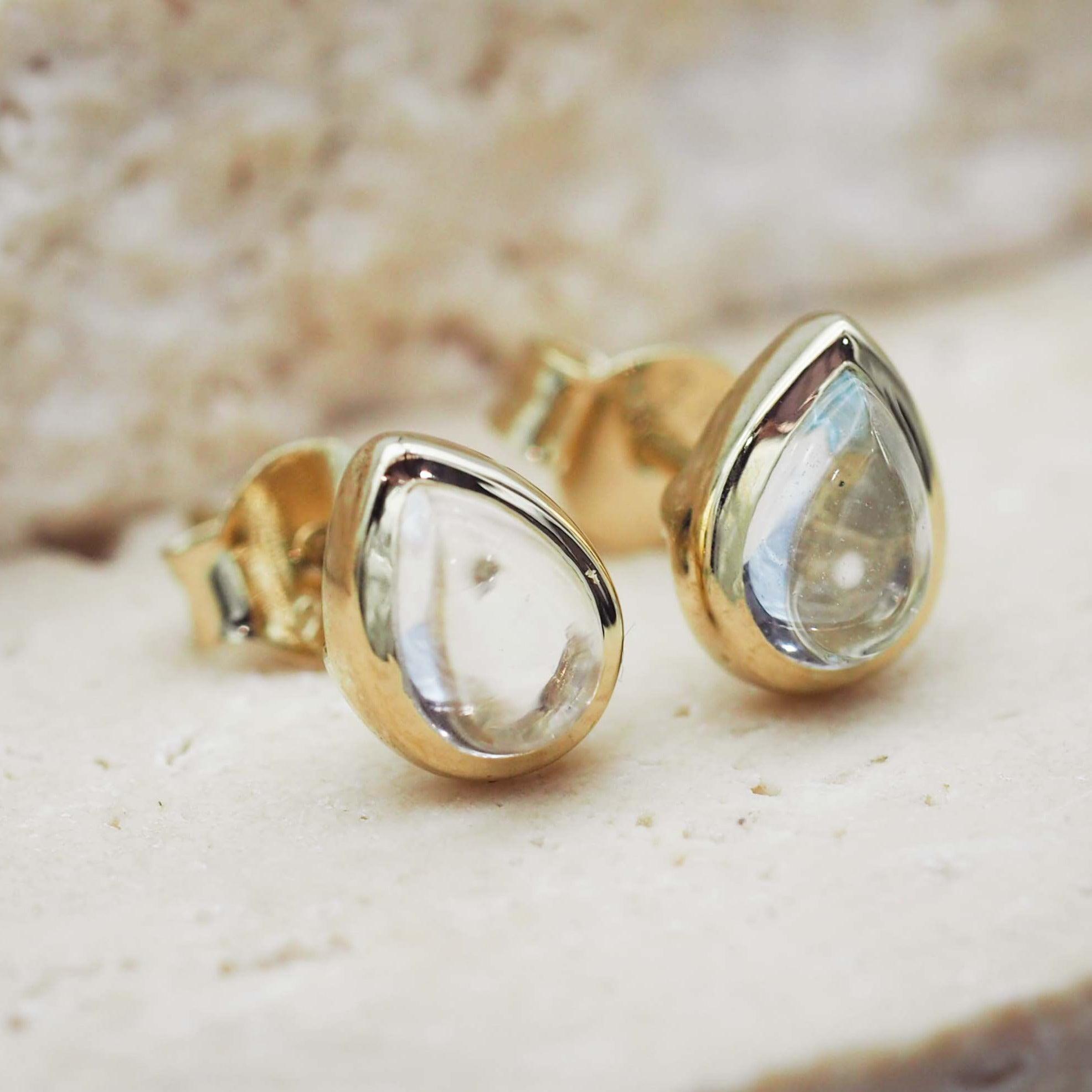 Gold April Birthstone Herkimer Quartz earrings by  indie and harper australia