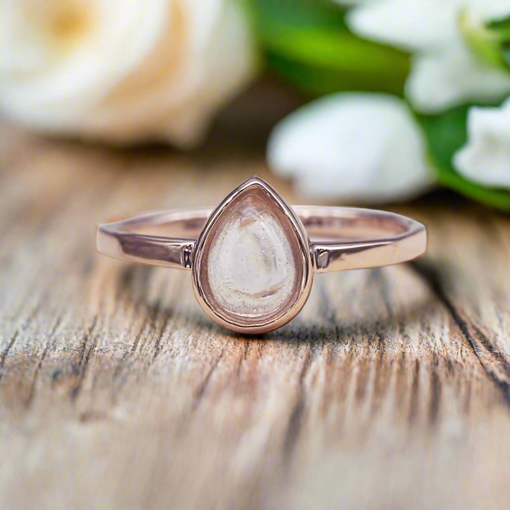 Rose Gold April Birthstone Herkimer Quartz Ring by indie and harper australia
