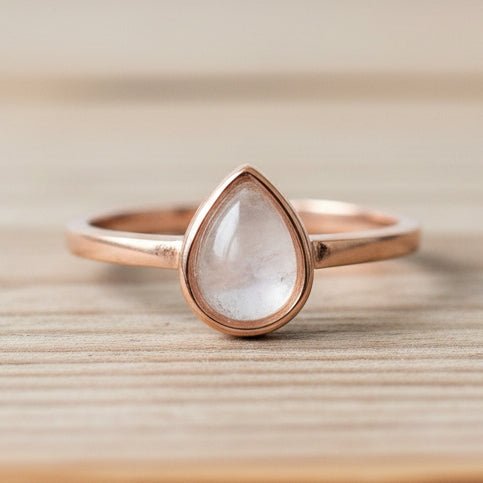 Rose Gold April Birthstone Herkimer Quartz Ring by indie and harper australia