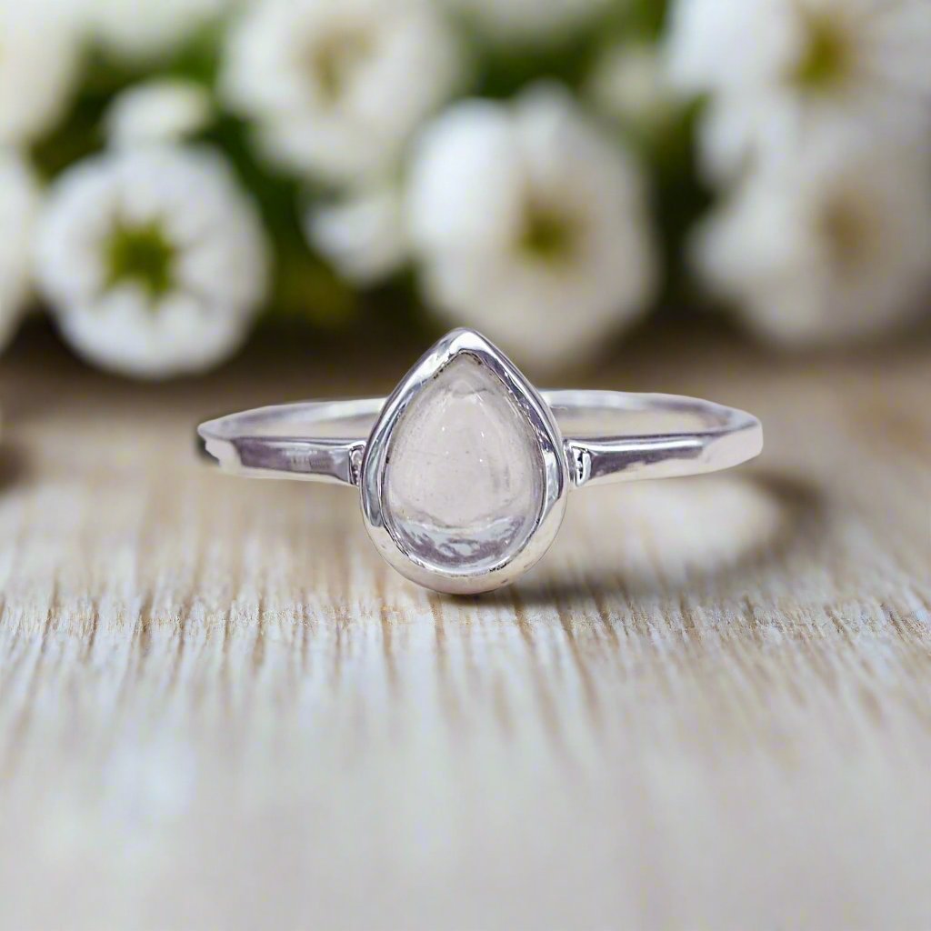 Sterling Silver April Birthstone Herkimer Quartz Ring by indie and harper australia