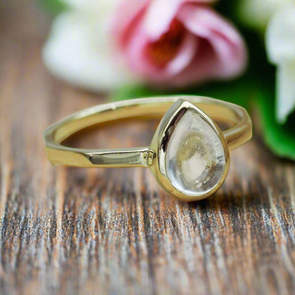 Gold April Birthstone Herkimer Quartz Ring by indie and harper australia