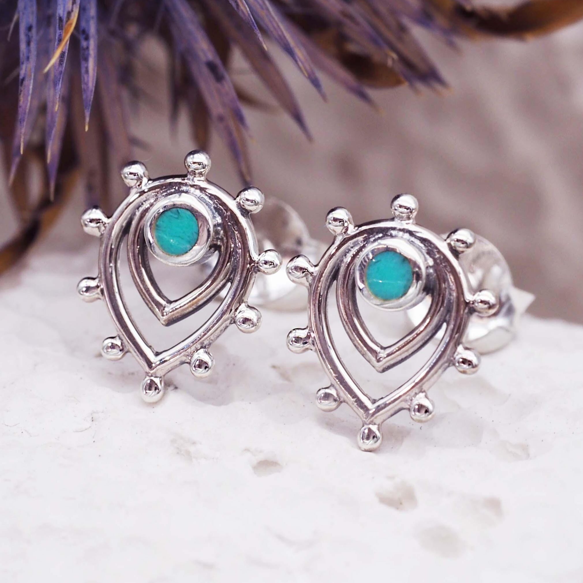Aztec Turquoise Stud Earrings - womens jewellery by indie and harper