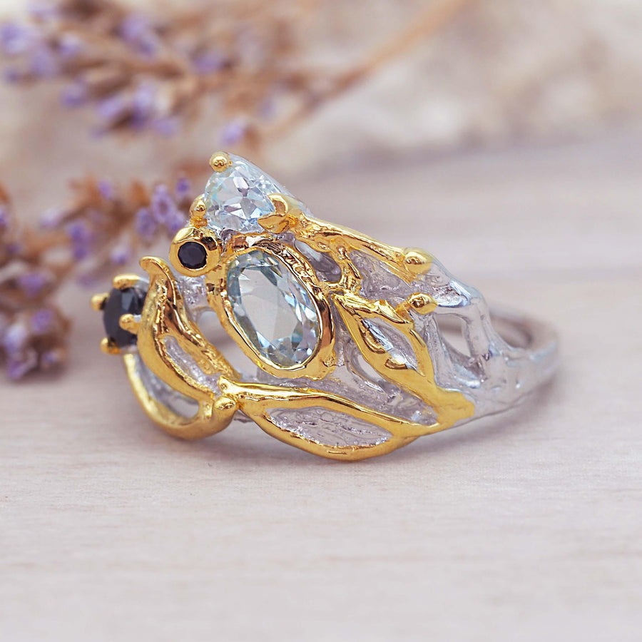 Bespoke Topaz Sapphire Silver and Gold Ring - womens jewellery by indie and harper