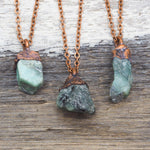 Copper and Raw Emerald Necklaces by australian jewellery brands indie and harper