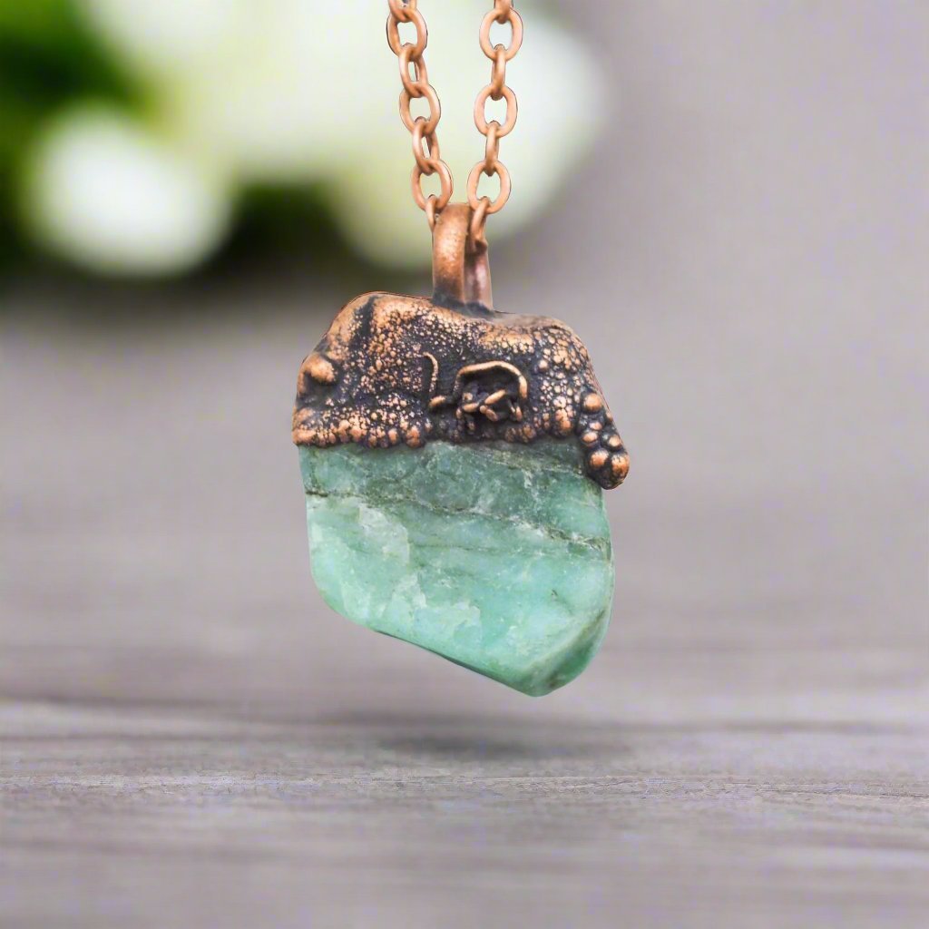 Copper and Raw Emerald Necklace by australian jewellery brands indie and harper