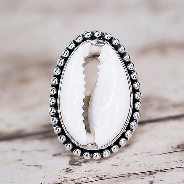 Indie and Harper sterling silver Cowrie Sea Shell Ring