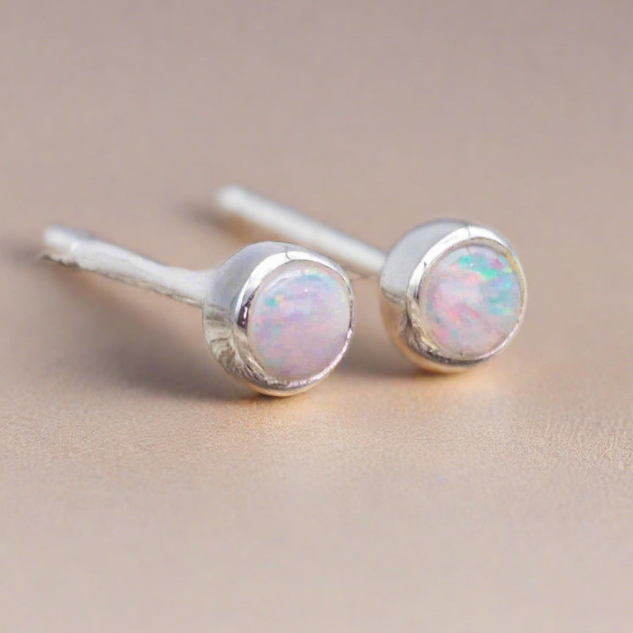 Dainty Australian Opal Earrings - womens opal jewellery