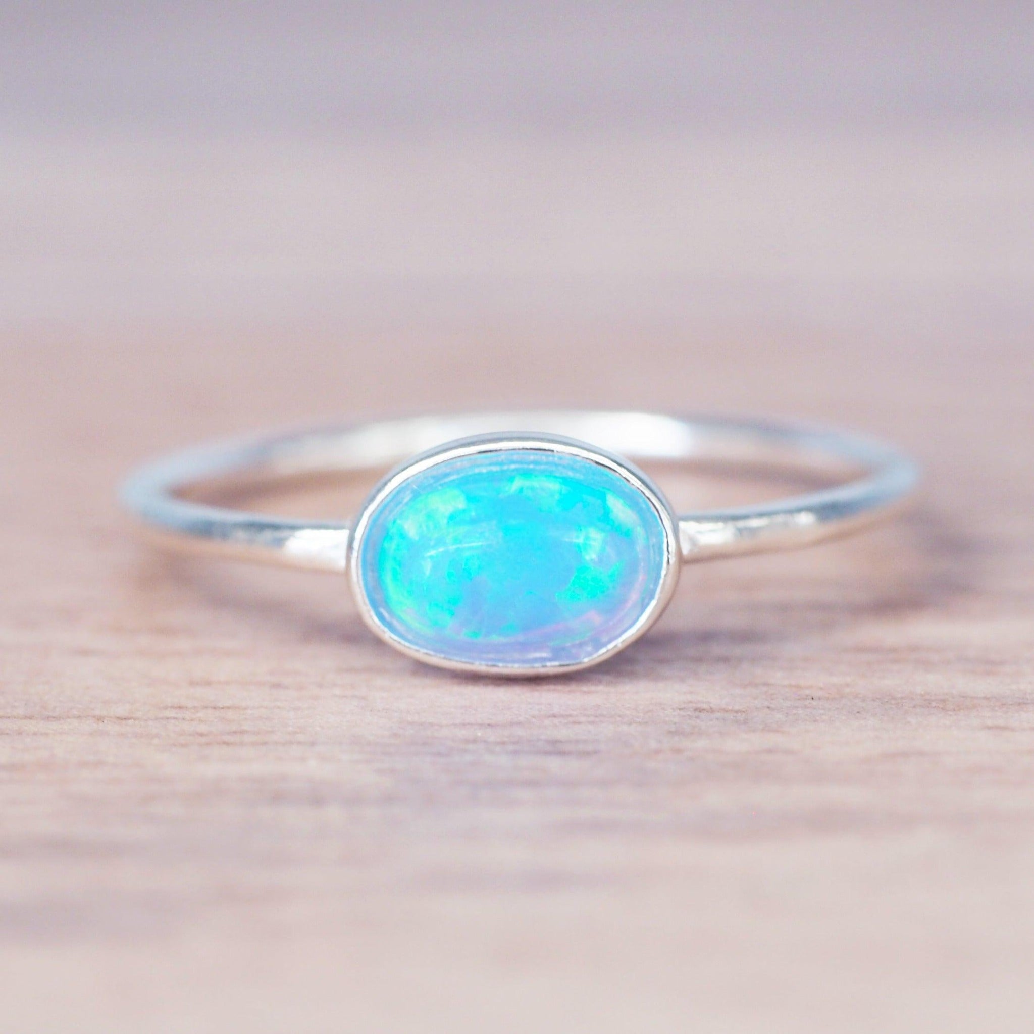 Dainty Blue Opal Ring - womens jewellery by indie and harper