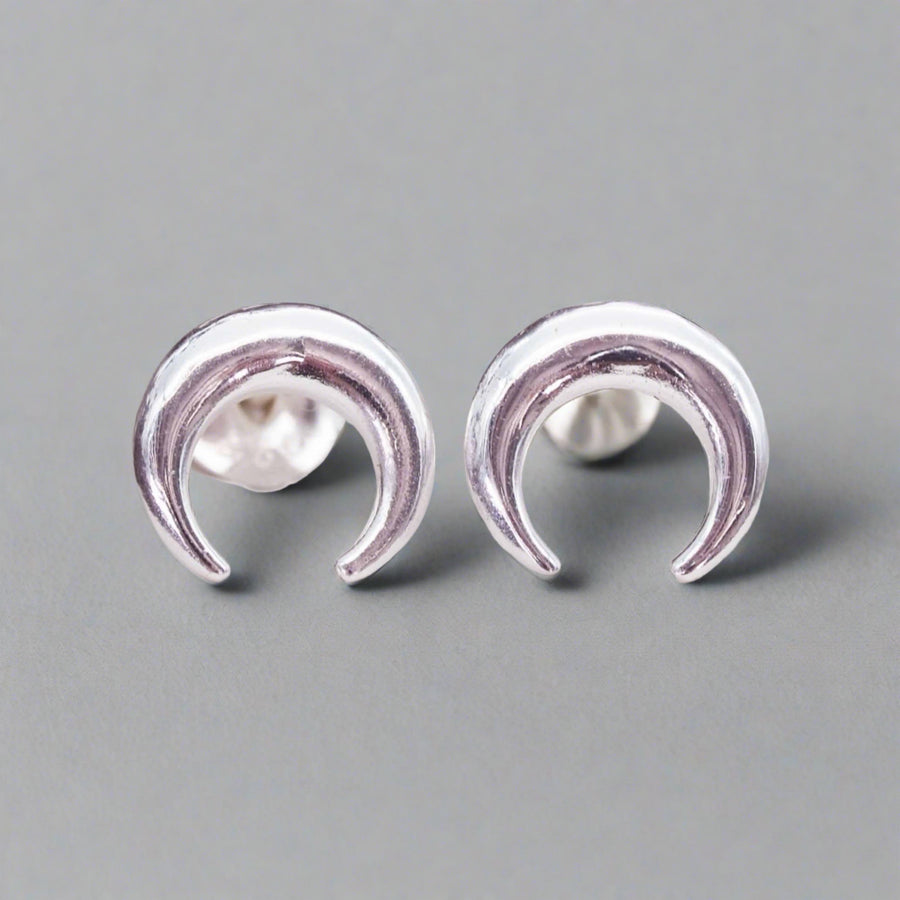 Dainty Half Moon silver Earrings - womens silver jewellery by indie and harper