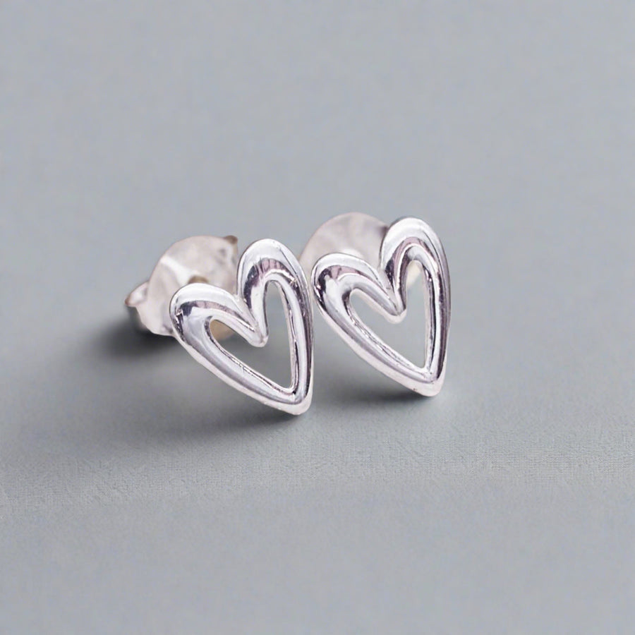 Dainty sterling silver Heart Earrings - womens sterling silver jewellery australia