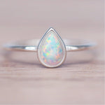 Dainty Opal Droplet Ring - womens jewellery by indie and harper