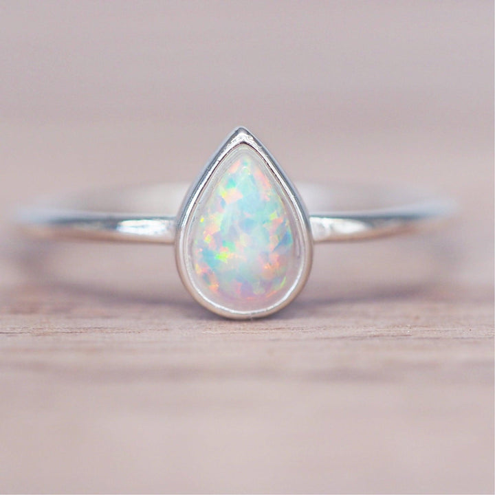 Dainty Opal Droplet Ring - womens opal jewellery by indie and harper