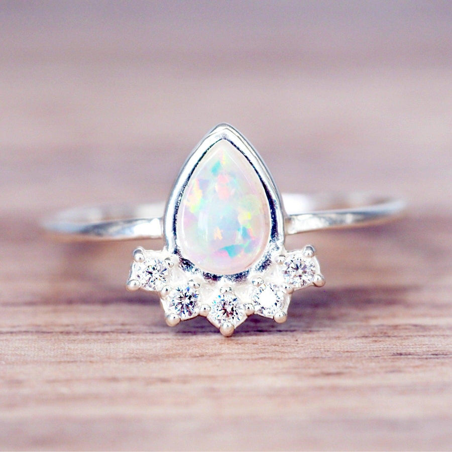 dainty opal ring made with sterling silver - womens opal jewellery by indie and harper