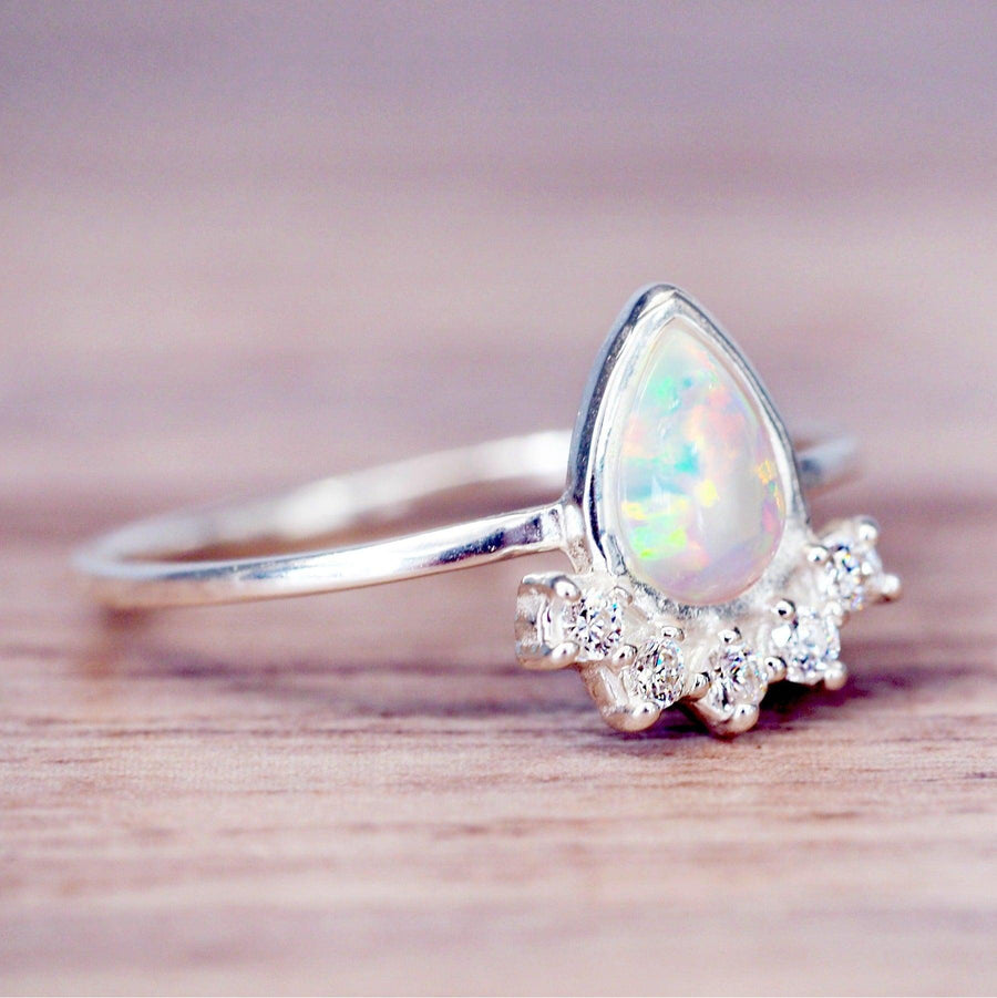 dainty opal ring made with sterling silver - womens opal jewellery by indie and harper