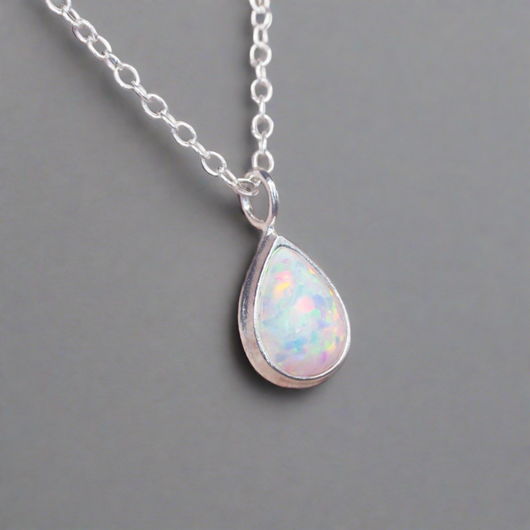 Dainty Opal Tear Drop Necklace - womens jewellery by indie and harper