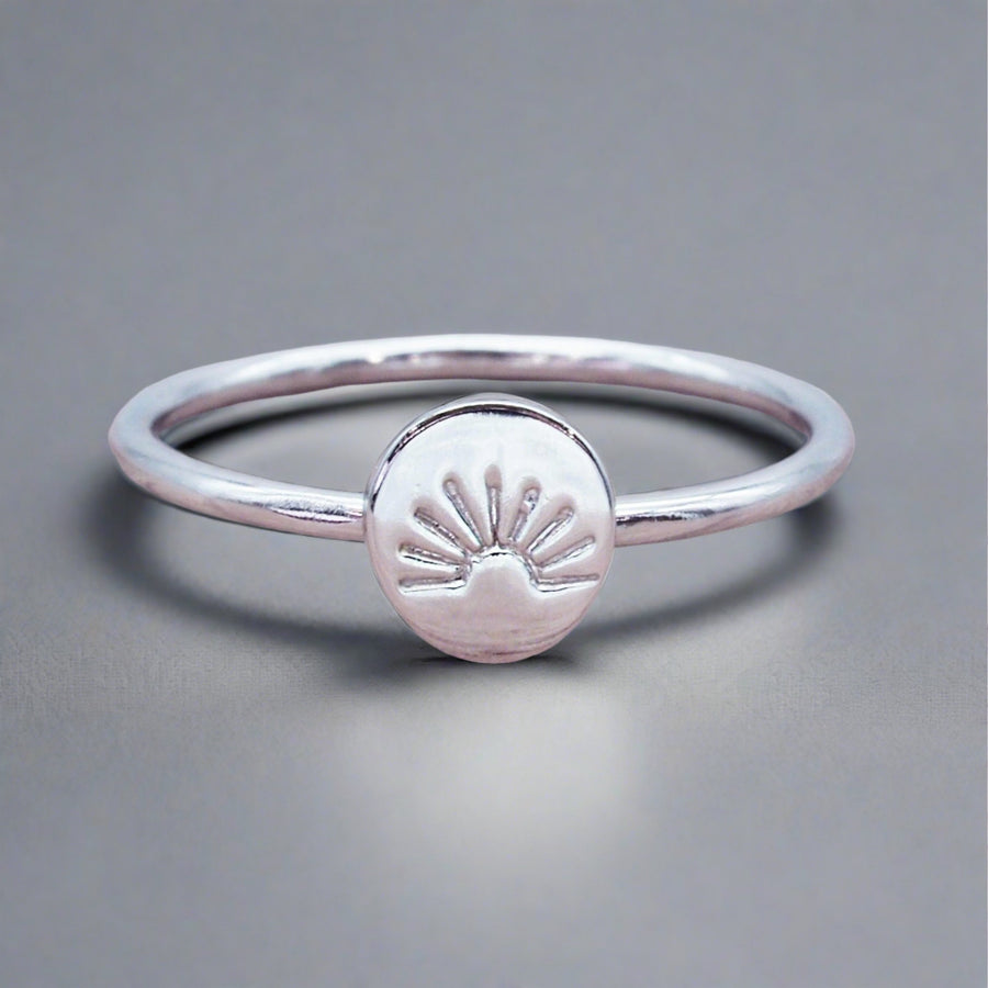 Sterling silver Ring with rising sun design - womens jewellery by indie and harper