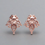 Dainty Rose Gold Lotus Stud Earrings - womens jewellery by indie and harper