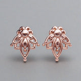 Dainty Rose Gold Lotus Stud Earrings - womens jewellery by indie and harper