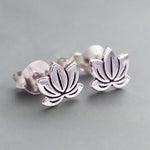 Dainty Silver Lotus Studs - womens jewellery by indie and harper