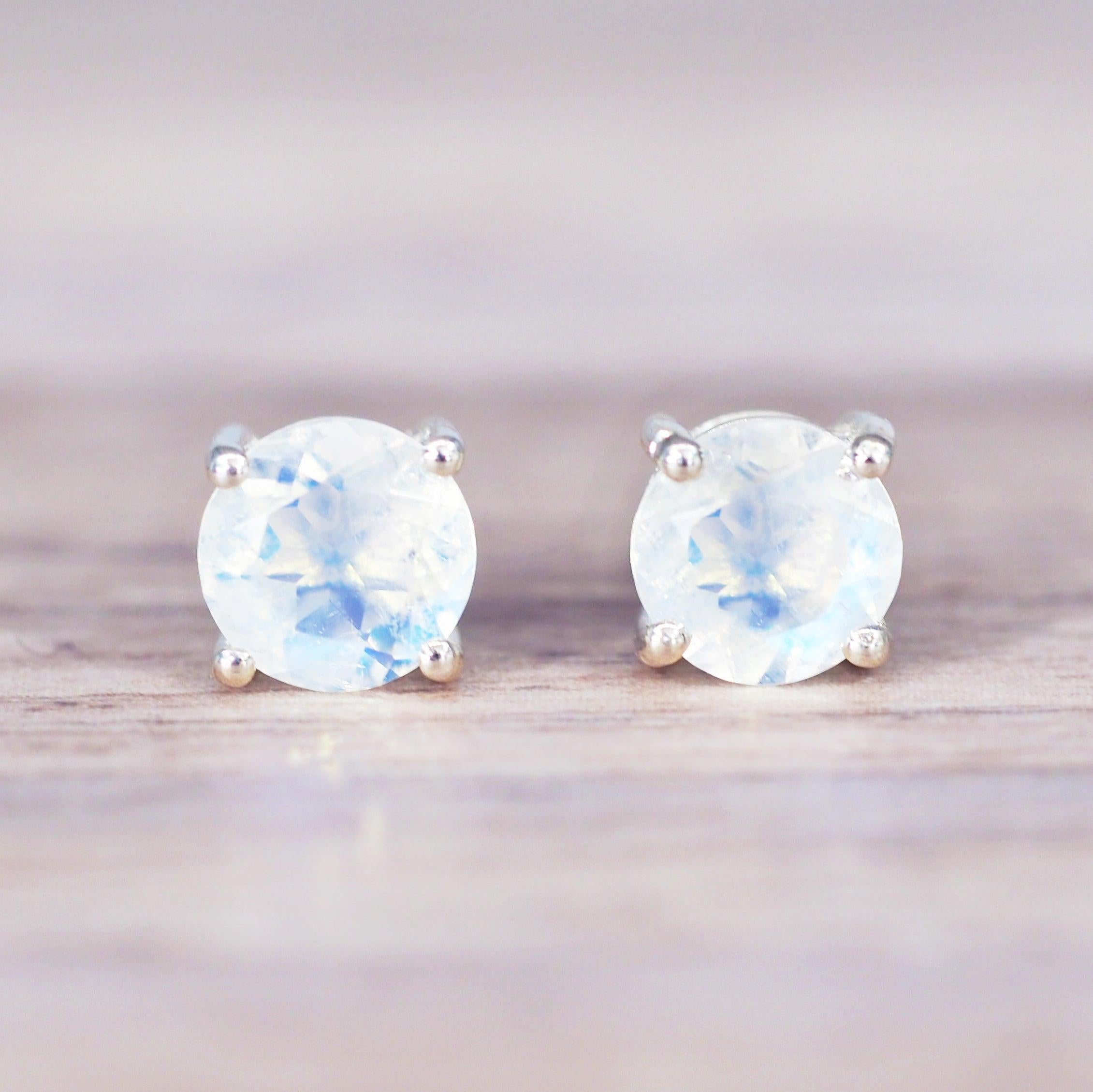 indie and harper sterling silver faceted Moonstone stud Earrings