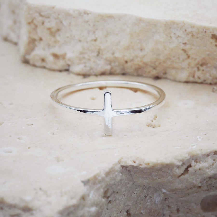 Dainty T-Bar Ring - womens Sterling silver jewellery by Australian jewellery brand indie and harper